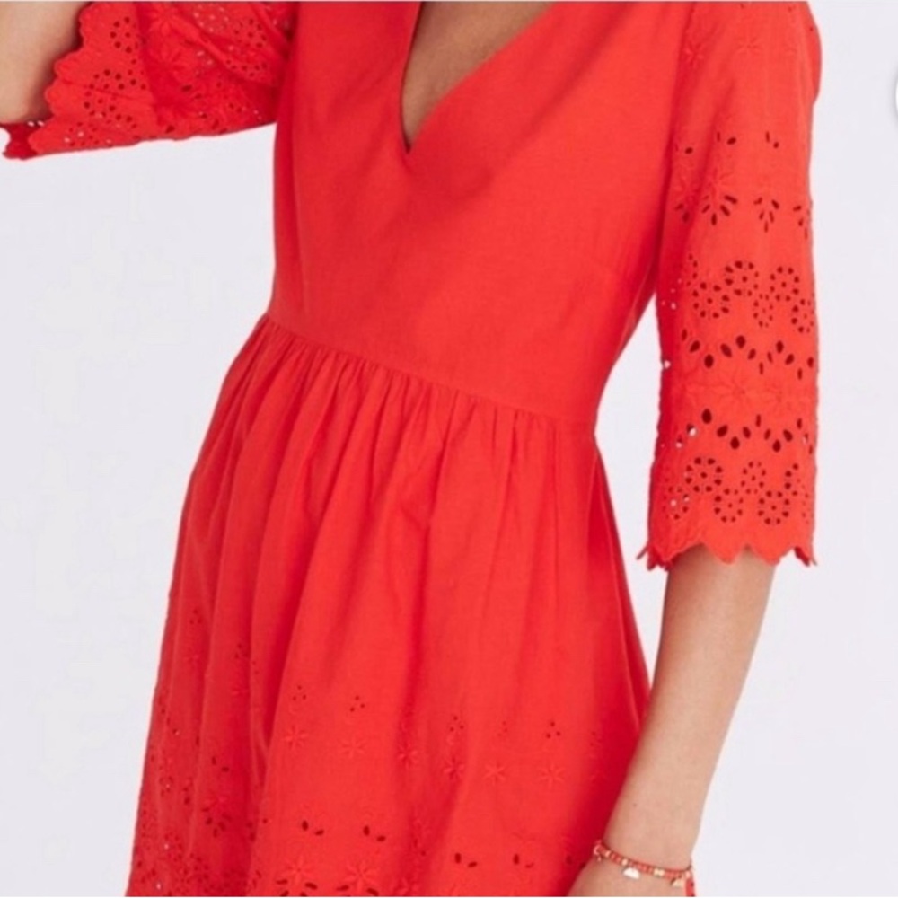 Madewell Red Eyelet Lattice Dress - Picture 4 of 5